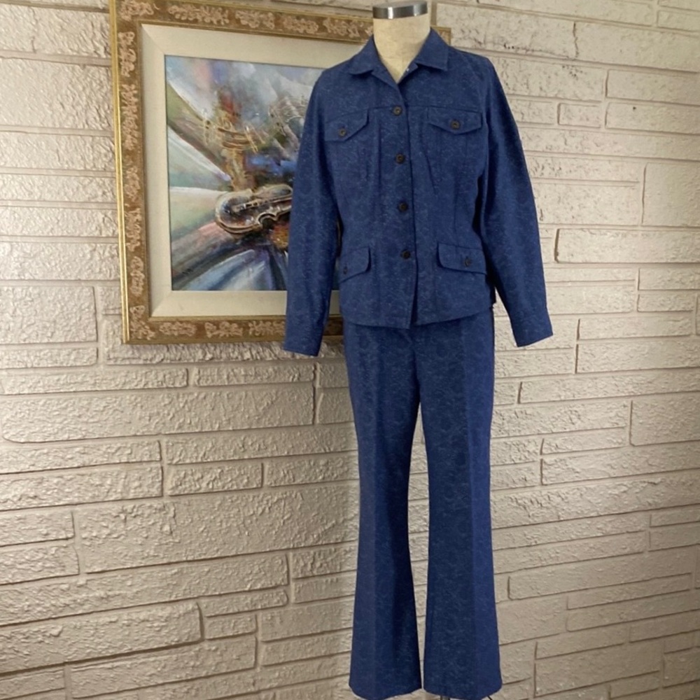 Peck & Peck Blue Denim Paisley Design Pants Set